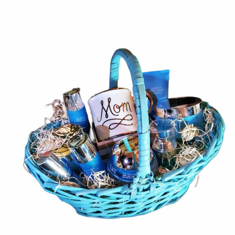 MOM'S SKIN CARE GIFT BASKET 8-PIECE QUENCH MICROWATER COMPLEX SET CLEANSER CREAM